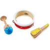 Image de Hape Junior Percussion Set de 3 pièces en bois avec tambourin, maraca et clapet, jouet musical à partir de 12 mois