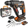 Image de WORX Marteau perforateur sans Fil 20V WX390.1, Force de Fappe de 1,2J, 13mm Béton, Mandrin  13mm, Pour Percer, Visser et Perforer, Léger et Ergonomique, Avec 2 Batteries 2Ah, Chargeur et Accessoires