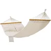 Image de SONGMICS Hamac, Hamac d'extérieur de camping, Lit suspendu, 2 barres en bois, avec 2 oreillers, capacité de charge 300 kg, 210 x 150 cm, Beige GDC22M