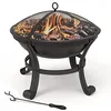 Image de VOUNOT® Brasero de Jardin Extérieur Ø55cm avec Tisonnier et Couvercle Brasero de Jardin Chauffage à Charbon de Bois Foyer pour Terrasse Patio Cour