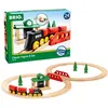 Image de BRIO 33028 Rail Eight Set Classic Line - Deux circuits ferroviaires avec train de marchandises, gare en bois et pont en bois - Convient aux enfants de plus de 2 ans