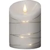 Image de Konstsmide Grandes bougies 3D sans flamme en cire véritable avec fil lumineux - Minuterie 4 ou 8 heures - 14 x 10 cm - LED chaude - Piles blanches
