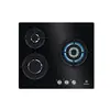 Image de Electrolux KGE6633NOK Plaque de gaz de 60 cm et 3 zones, zone Wok, commandes avant, chaleur instantanée, allumage automatique, thermocouple de sécurité, avec injecteurs d'échange, noir