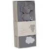 Image de Jabadabado Coffret Cadeau Couverture Grise Et Éléphant En Peluche Avec Attache-sucette