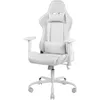 Image de DELTACO Chaise de gaming avec accoudoirs, dossier haut et coussin (chaise de jeu, chaise de bureau, ergonomique, réglable en hauteur, cuir PU, 110 kg) Blanc