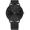 Image de Tommy Hilfiger Montre Analogique à Quartz pour homme avec Bracelet milanais en acier inoxydable Noir - 1791845
