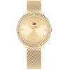 Image de Tommy Hilfiger Montre à Mouvement à Quartz Trois Aiguilles pour Femme avec Bracelet Milanais en Acier Inoxydable de Couleur Dorée - 1782699
