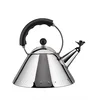Image de Alessi 9093 B Bouilloire en Acier Inoxydable 18/10 Brillant avec Poignée et Sifflet-oisillon en Pa, Noir, Fond en Acier Magnétique Compatible avec la Cuisson Par Induction