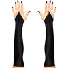 Image de "BLACK FINGERLESS SATIN GLOVES - 43 cm" - (One Size Fits Most Adult)