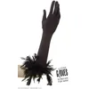 Image de WIDMANN 1446F Gants longs avec finition en plumes, adulte femme, années 10, années 20, Burlesque, veuve, carnaval, 40 cm, taille unique, noir