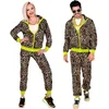 Image de W WIDMANN MILANO Party Fashion - Costume de survêtement des années 80, léopard, veste et pantalon, survêtement, style rétro, fête sur le thème de la salle de bain, fête à thème, carnaval