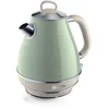 Image de Ariete 2869/04 Bouilloire sans fil de style rétro, extérieur froid au toucher et filtre amovible, indicateur d'eau au niveau des yeux, design vintage, 2000 W, 1,7 l, vert