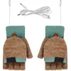 Image de iFCOW Gants chauffants USB pour femme - Gants chauds pour ordinateur portable - Gants d'hiver tricotés - Gants chauffants complets et demi-doigts