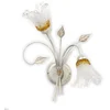 Image de ONLI - Applique murale 2 lumières en métal blanc et argent avec nuances dorées - Verre en forme de calla. 2 x E14