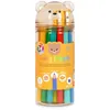 Image de Legami - Lot de 24 crayons de couleur avec taille-crayon Teddy Friends, crayons de couleur, en forme d'ours, résistants, sans bois, couleurs vives, récipient en PET réutilisable