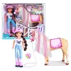 Image de NANCY - Une journée avec son cheval, poupée Fashion articulée et cheval, accessoires de soins, brosse éponge qui change la couleur des cheveux de la crin, garçons et filles à partir de 3 ans, célèbre
