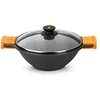 Image de BRA Efficient - Wok/Faitout Concave 28 cm, avec Couvercle en Verre, Anses en Silicone