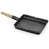Image de BRA MARKET - Grille lisse 28 cm, fonte d’aluminium, poignée amovible en bois naturel, tricouche antiadhésive sans PFOA, adaptée à tous les types de cuisines, y compris à induction