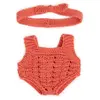 Image de Miniland Ensemble De Vêtements Tricotés : Barboteuse Et Bandeau 21 Cm
