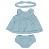 Image de Miniland Ensemble de vêtements en tricot Dolls en matériau recyclé pour poupées de 38 cm Modèle : robe, culotte et bandeau Bleu 31687