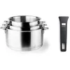 Image de Lacor - 56610 - Set de 3 casseroles Combi, + poignée, empilable, convient pour induction, lave-vaisselle et four, acier inoxydable 18/10, Ø16 cm, Ø18 cm et Ø20 cm