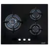 Image de CCI 6021 BK - Plaque à gaz butane 3 feux - 1 triple couronne - Pour cuisinière à gaz naturel - Largeur 59 cm - Puissance totale de 6,25 Kw - Tiges et brûleurs à gaz en fer - Cata