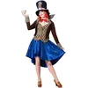 Image de Atosa Déguisement de chapelier folle personnage emblématique extravagant et coloré Personnalité excentrique décontractée Robe victorienne Couleurs vives Chapeau extravagant, bleu, XS-S