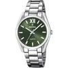 Image de Festina Montre pour femme F20622 Boyfriend avec boîtier en acier inoxydable 316l argenté et bracelet en acier inoxydable 316l argenté, vert, one size, Sport minimaliste