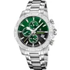 Image de Festina Montre pour homme F20704/5 chronographe chronographe en acier inoxydable argenté Bracelet en acier inoxydable argenté, vert, Bracelet