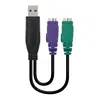 Image de NanoCable 10.03.0101 - Convertiseur PS/2 vers USB 2.0, femelle-mâle, Noir, 15cm
