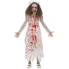 Image de FIESTAS GUIRCA Costume de mariée d'horreur sanglante pour fille de 7 à 9 ans | Avec bandeau avec voile et robe de mariée sanglante   Pour Halloween, carnaval, fêtes à thème