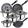 Image de Batterie de cuisine 8 pièces SAN IGNACIO Dina en acier inoxydable avec jeu de poêles (18/20/24 cm) MAGEFESA K2 Gransasso en acier émaillé