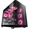 Image de MARSGAMING MC-Fusion, Boîtier Gaming ATX, Fenêtre Latérale Complète et Façade Verre Trempé Courbé Continu, Semi-Tour PC Double Chambre, Support Refroidissement Liquide, Espace Interne Optimisé, Noir