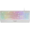 Image de MARSGAMING MK124, clavier ergonomique H-Mech, repose-poignet intégré, éclairage FRGB Rainbow, clavier gaming antighosting avancé, clavier PC complet multiplateforme, langue française, blanc