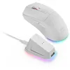 Image de Mars Gaming MM T3, Souris sans Fil Ultralégère, Bluetooth 5.0 + 2.4GHz + Câble, Capteur Optique PIXART PAW3104PRO 14400 DPI, Base Chargement Magnétique RGB, Switchs Huano, Logiciel de Contrôle, Blanc