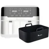 Image de MasterPRO Rocket Duo 900 Friteuse sans huile Double Blanc Capacité 9 L 2 400 W Écran LED Tactile et Panier Antiadhésif + Plateau de Four Rectangulaire Silicone 12,7 x 19,5 x 7 + 2 cm