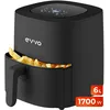 Image de EVVO Friteuse à air sans huile de 6 l, 1 700 W, récipient antiadhésif, technologie Dual Cyclone, multifonction, four, déshydratation, décongélation, jusqu'à 200 °, arrêt automatique (Noir)