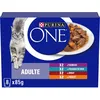 Image de PURINA ONE Chat Adulte Effilés en Sauce au Poulet, Boeuf, Agneau, Poisson de Mer 8x85g - Sachets Repas pour Chat Adulte
