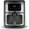 Image de Karaca Multifry Friteuse en acier inoxydable XXL 7 l avec fenêtre numérique en verre, friteuse à air chaud, technologie de circulation de l'air à 360 degrés, 8 fonctions de cuisson avec temps de