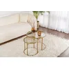 Image de Hanah Home Elegant Ensemble de table à café (2 pièces) Doré et bronze 60 x 60 x 43 cm | 100% verre trempé et cadre en métal | Élégant et durable pour les espaces de vie modernes