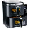 Image de alpina Double Airfryer XXL Friteuse à air chaud, 11 l, avec 2 compartiments, four duo pour 8 personnes, écran pliable, fonction minuterie jusqu'à 60 minutes, température 60-200 °C, noire