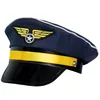 Image de Boland 01253 Bonnet de pilote pour adulte, taille réglable, bleu foncé avec or, capitaine, aviateur, profession, fête à thème, carnaval