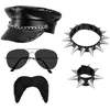 Image de Boland 33208 - Ensemble rocker pour costume, accessoires pour carnaval, ensemble de costume, bonnet, chaîne, bracelet, barbe et lunettes de fête, fête à thème, JGA