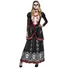 Image de Boland - Costume adulte tête de mort, robe longue et ras-de-cou, Senora Adriana, Dia de los Muertos, déguisement, Halloween, carnaval, fête à thème