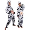 Image de Boland Costume de vache pour adulte, combinaison à capuche en peluche, motif animal, fermeture éclair à l'avant, ferme, ferme, carnaval, fête à thème