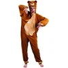 Image de Boland - Costume adulte ours différentes tailles combinaison à capuche en peluche motif animal fermeture éclair sur le devant, teddy, ours brun, carnaval, fête à thème