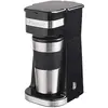 Image de Bestron Cafetière avec gobelet isotherme, pour café filtre moulu & idéal pour le camping, 2 grandes tasses, 750 W, acier inoxydable, couleur : argent/noir