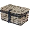 Image de Basil Dijon S Panier de rangement de luxe en rotin avec couvercle pour porte-vélo avant Gris/noir 14 l Volume 14 l Idéal pour les petits objets Respectueux de l'environnement