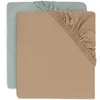 Image de Jollein Lot de 2 draps-housses en jersey - Pour lit d'enfant - Vert marine/Biscuit - 60 x 120 cm - 100% coton - Certifié Oeko-Tex