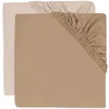 Image de Jollein Lot de 2 draps-housses en jersey - Pour berceau - Rose sauvage - Biscuit - 40/50 x 80/90 cm - 100% coton - Certifié Oeko-TEX